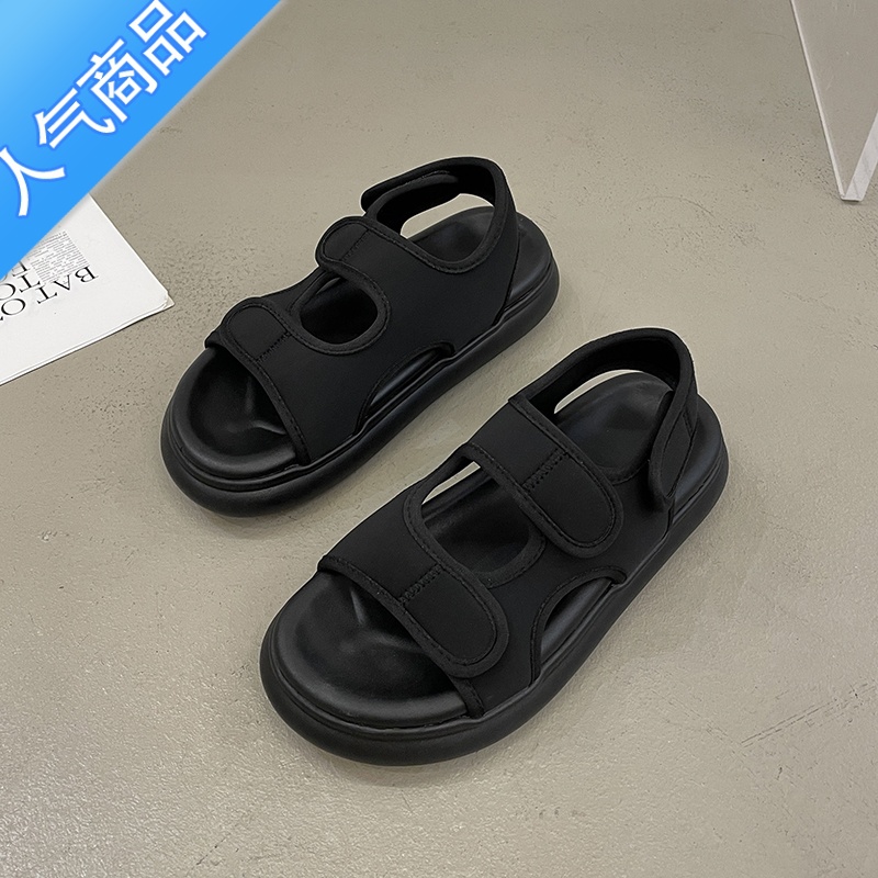 SUNTEK运动凉鞋女2023年夏季新款小众魔术贴厚底百搭时尚休闲沙滩罗马U高清大图