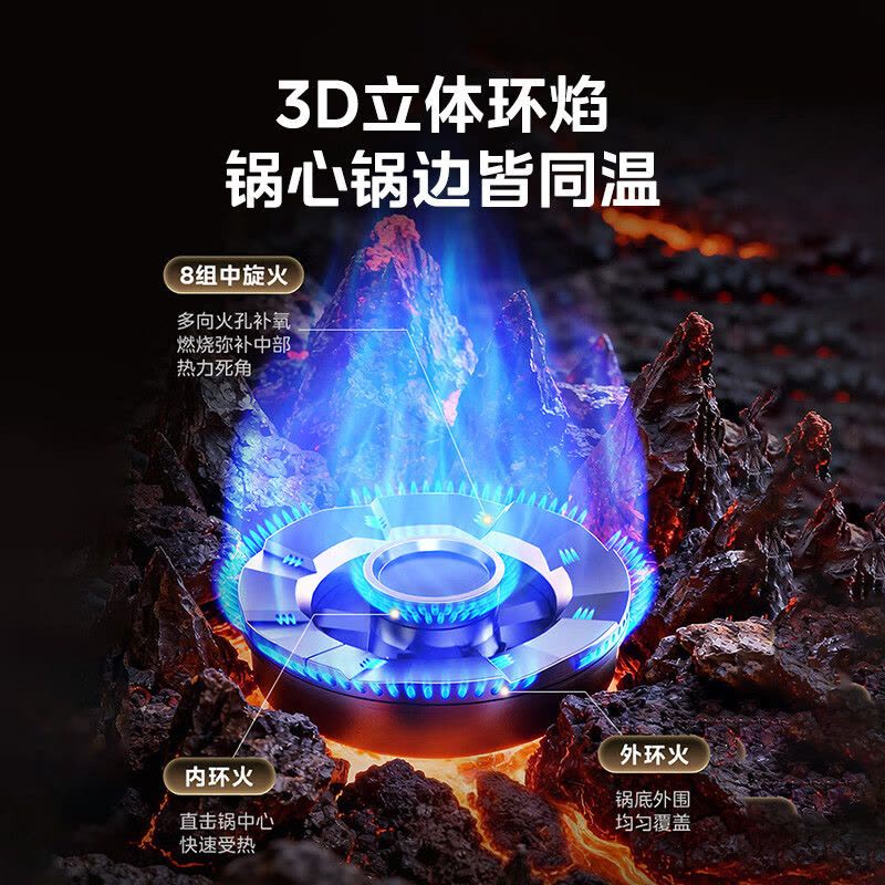美的(Midea)[新品灶具AK7]搭蒸汽洗系列灶 天然气液化气5.2KW大火力台嵌两用双灶独立定时燃气灶图片