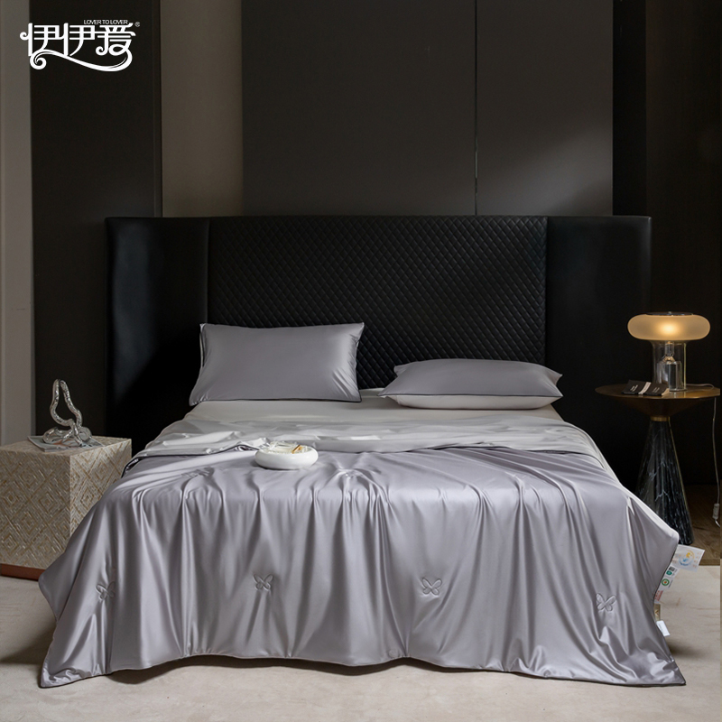 伊伊爱 YHJ25293 水光蚕养夏被 紫灰+浅银灰高清大图