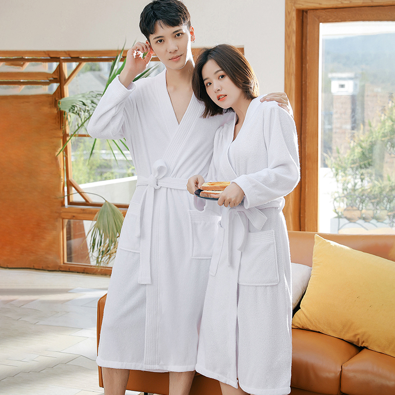 情侣睡袍毛巾料浴袍女吸水速干浴衣温泉酒店长款四人宽松睡衣