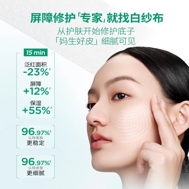 润百颜屏障修护水乳白纱布套装120ml+100g套装华熙生物玻尿酸2.0