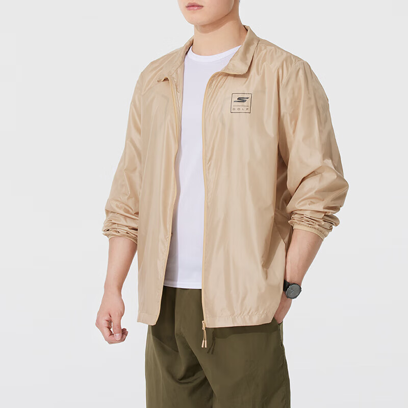 斯凯奇(Skechers)男装新款运动服跑步健身训练防风衣休闲夹克外套P225M275-00NA ZP P225M275-00NA/杏仁色 3XL
