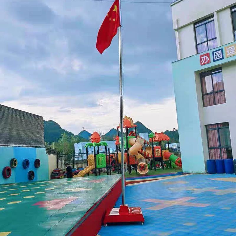 iChoice幼儿园旗杆加移动升旗台户外室内不锈钢伸缩旗杆移动学校旗杆6米旗杆伸缩加旗台高清大图