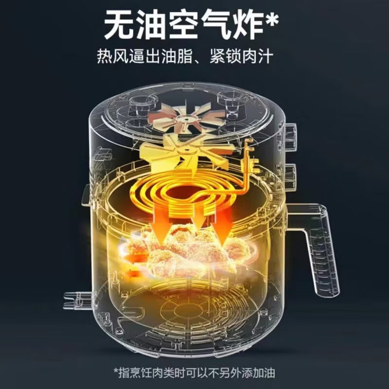 美的(Midea)空气炸锅大容量不用翻面家用多功能电炸锅智能定时无油低脂煎炸锅温控炸鸡薯机条空气烤箱 KZE5004W高清大图