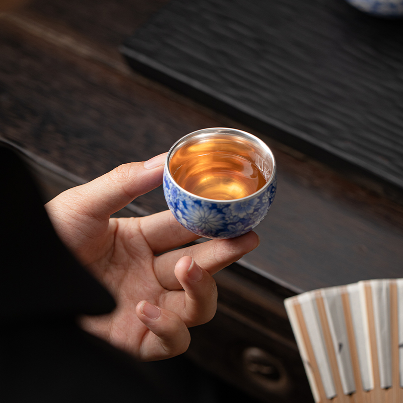 苏氏陶瓷(SUSHI CERAMICS)鎏银百花茶壶小套装非遗大师郑文强作品功夫茶具