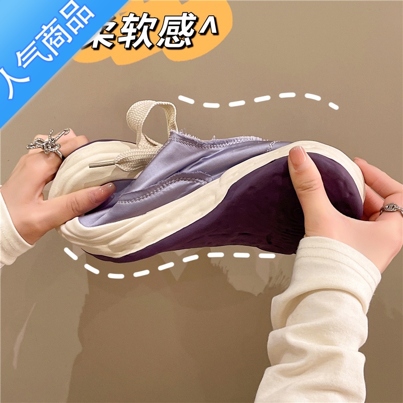 SUNTEK网红帆布小白鞋女2022夏季新款小众设计轻便百搭厚底休闲板鞋高清大图