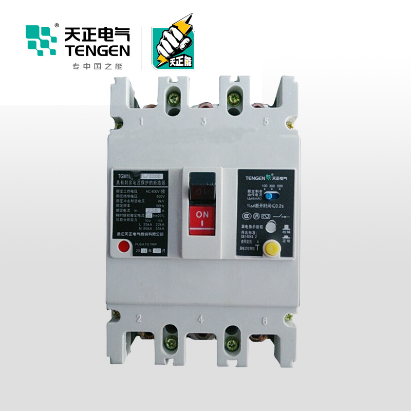 天正电气TGM1L-125 35KA热磁式125A 3P手动固定式400VAC 01020053779塑壳漏电保护断路器