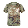 鸣固 新棉短袖T恤 军训服短袖上衣 夏季圆领全速干T恤 丛林泥点 单上衣 120cm ZG2144