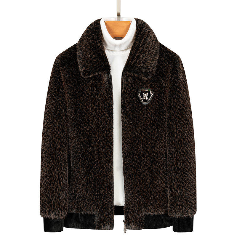 免费试穿 貂皮外套男整貂真貂海宁男皮草卡貂金貂绒连帽水貂毛皮一体大衣潮2023春装新款轻奢貂绒大衣梦特娇金利来阿玛尼 2201咖色 175-L