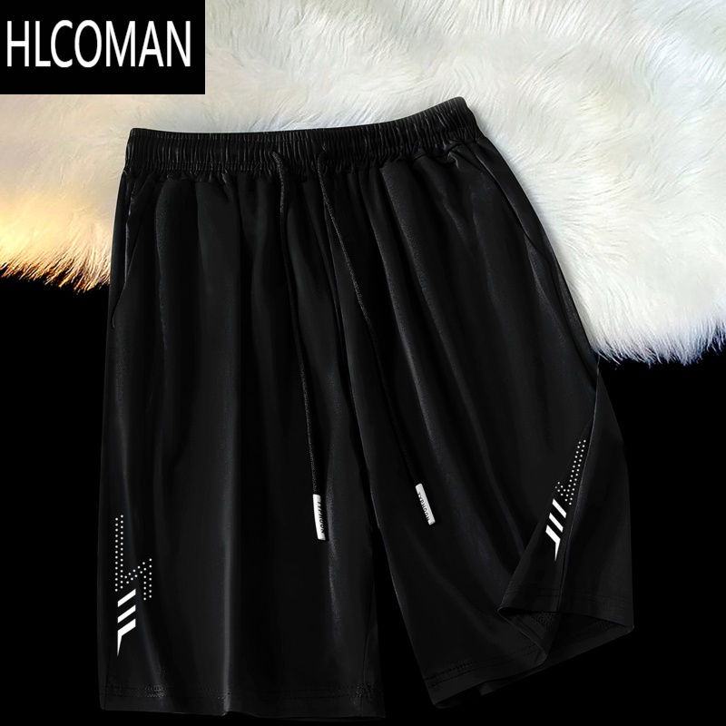 HLCOMAN夏季冰丝运动短裤男休闲百搭宽松五分裤潮流薄款外穿沙滩裤