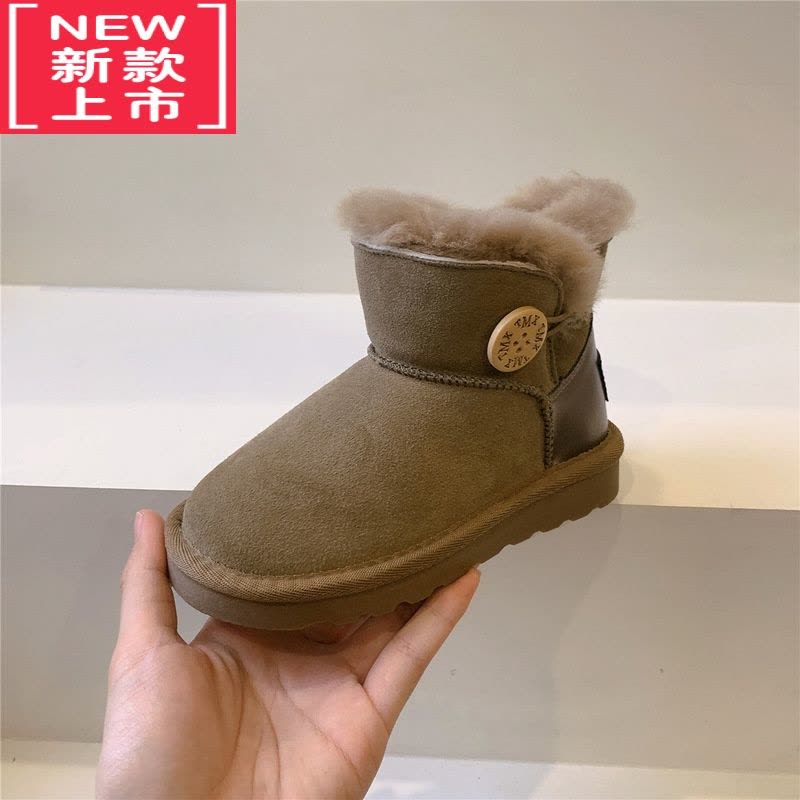 可莉允儿童雪地靴2022冬季新款男童大棉靴女童保暖短靴加绒加厚宝宝棉鞋图片