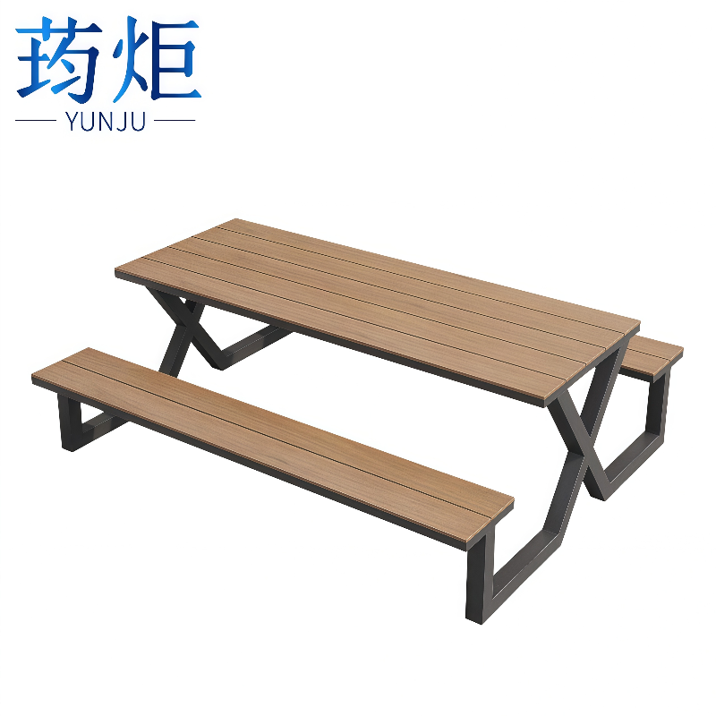 荺炬户外桌椅 黑+木140cm套