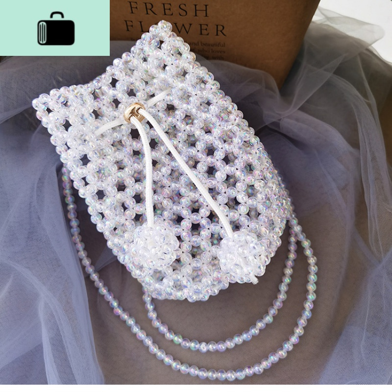 珍珠包包diy材料手工包包女2020春夏新款珠子串珠制作斜挎水桶包new