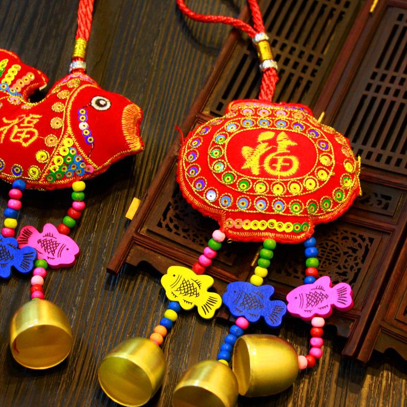 灯笼1对新年春节装饰用品香包串辣椒鱼灯笼福包生肖