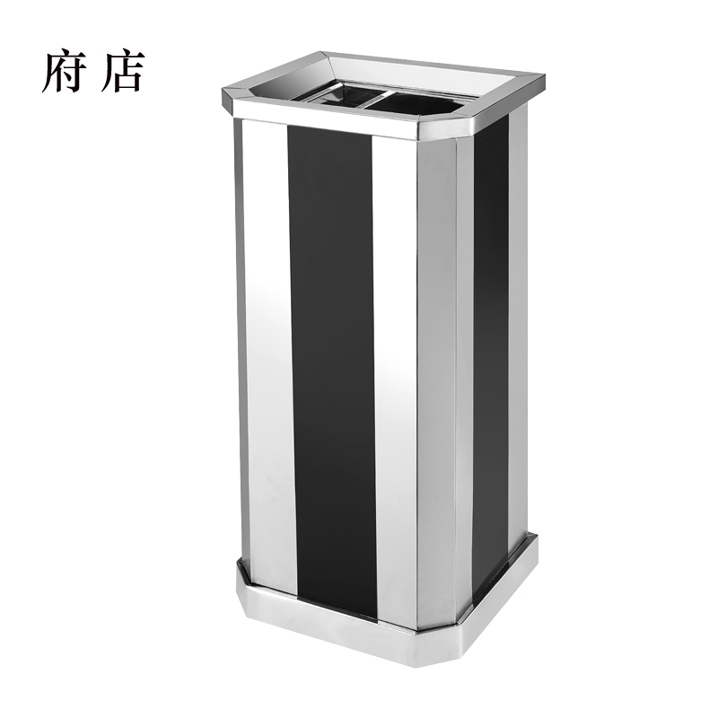 府店不锈钢垃圾桶烟蒂柱灭烟桶带烟灰缸室外电梯口立式黑条不锈钢上开口