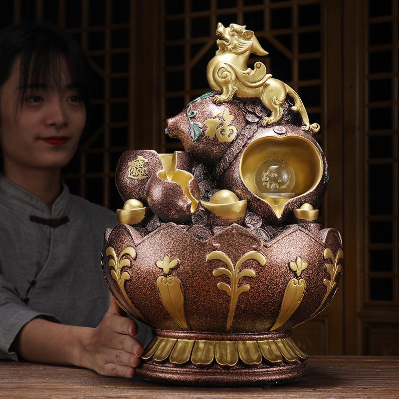 美帮汇流水貔貅摆件葫芦装饰品家居客厅创意桌面礼品高清大图