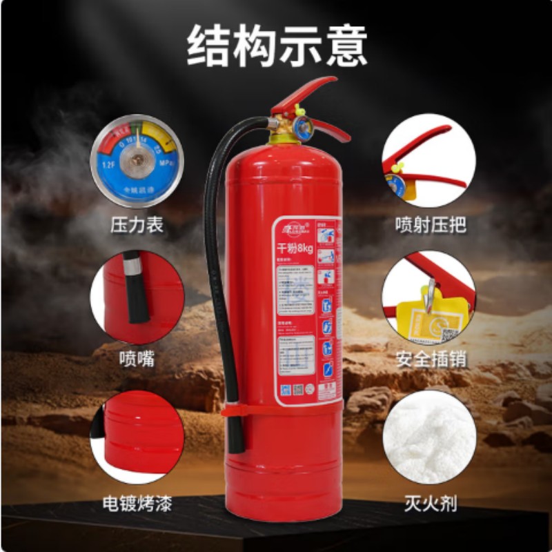 龙雹(LONGBAO)MF/ABCE8干粉灭火器 手提式8kg干粉灭火器 2025新国标 3C认证 楼山消防高清大图