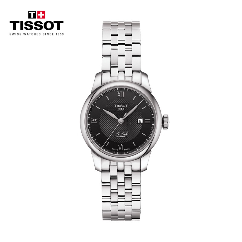 天梭(TISSOT)瑞士手表力洛克系列时尚自动机械女表 黑盘钢带 T006.207.11.058.00