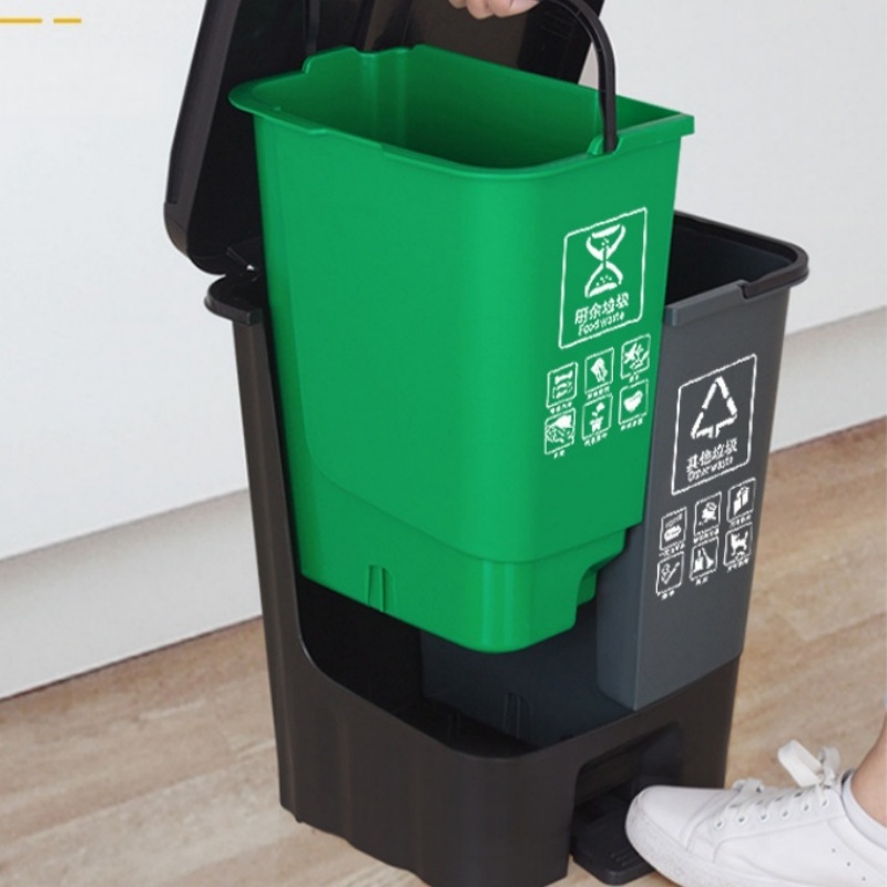 攸形双桶垃圾桶高清大图