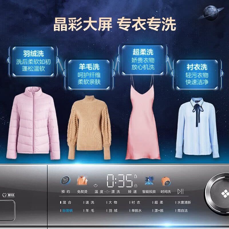 海尔/Haier XQG100-BD14326L 滚筒 10kg 变频(节能) 上排水 1级 洗衣机图片