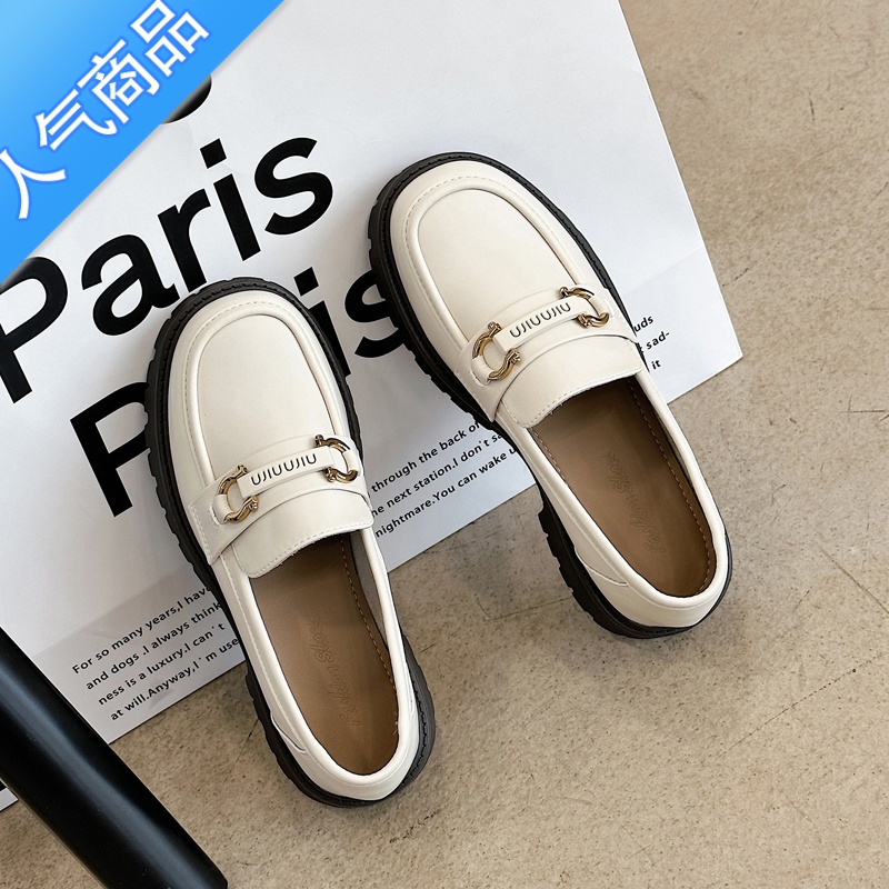 SUNTEK女款乐福鞋女英伦风女鞋新款厚底单鞋黑色小皮鞋百搭2023鞋子休闲高清大图