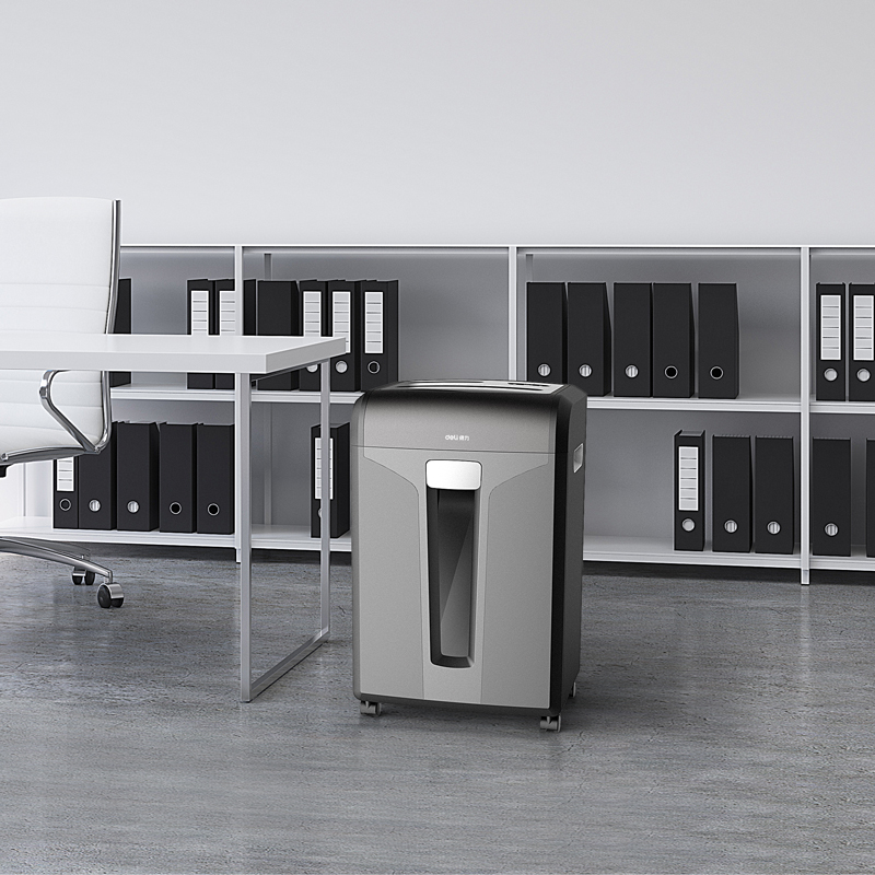 得力(deli)34250碎纸机四级保密文件粉碎机31L商用办公大型电动碎纸机 深灰高清大图