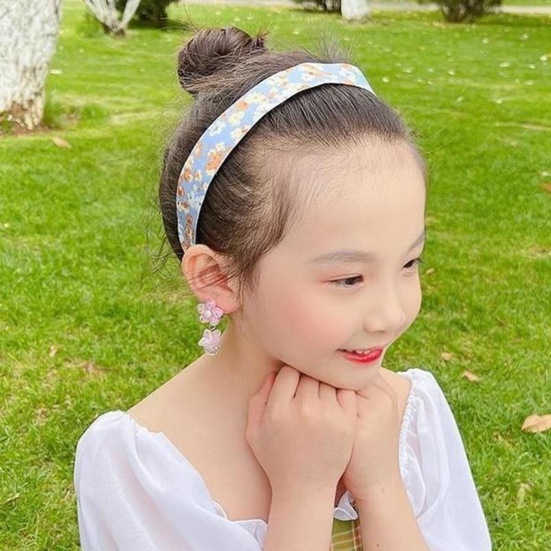 新款女童宝宝魔术贴发箍发带女发卡儿童发夹碎发贴头箍防滑发饰 1#蓝色碎花[单个装]
