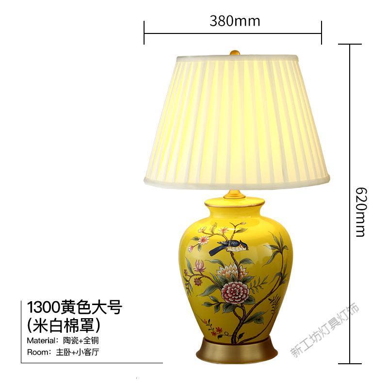 苏宁放心购 美式陶瓷台灯卧室床头灯家用温馨房间台灯欧式床头柜装饰婚房全铜图片