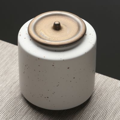 苏氏陶瓷(SUSHI CERAMICS)茶叶罐时尚亚光铁锈茶具配件(白)