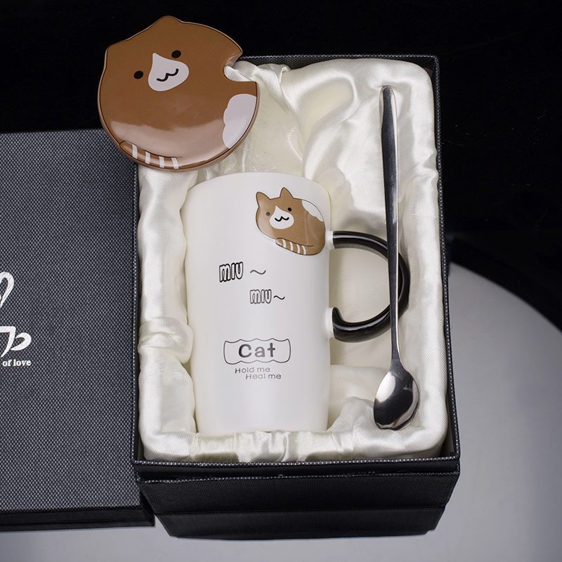 创意个性陶瓷马克杯带盖勺咖啡杯情侣杯子办公室喝水杯牛奶早餐杯