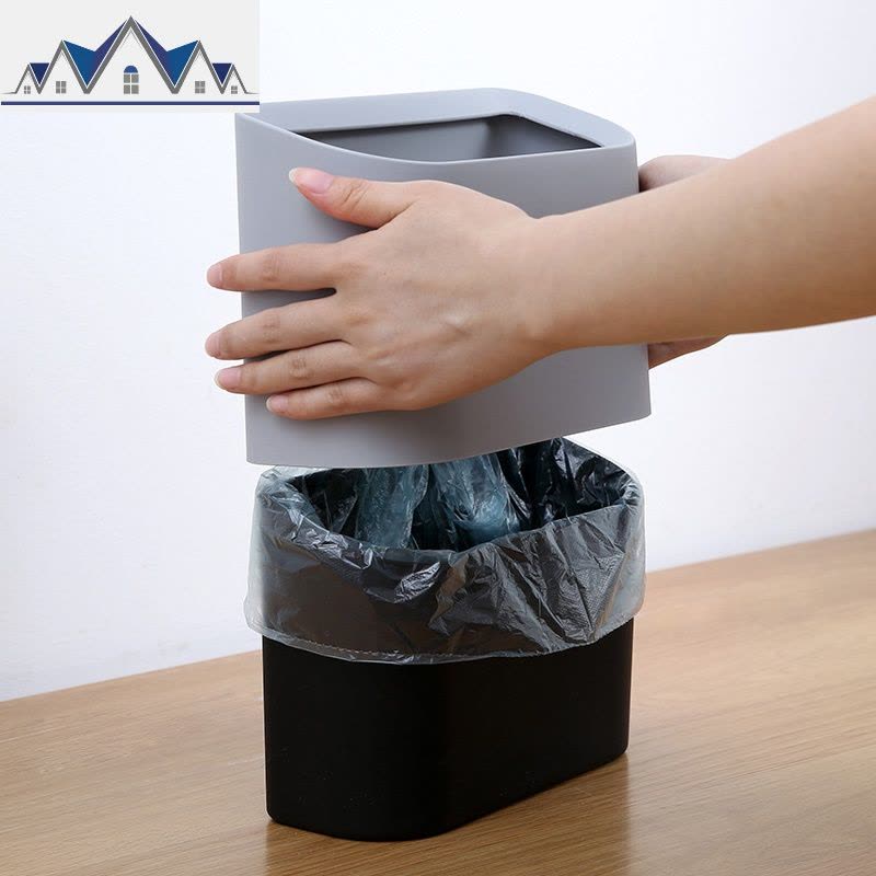 桌面垃圾桶家用客厅迷你创意塑料收纳桶茶几北欧简约小拉圾筒纸篓 三维工匠图片