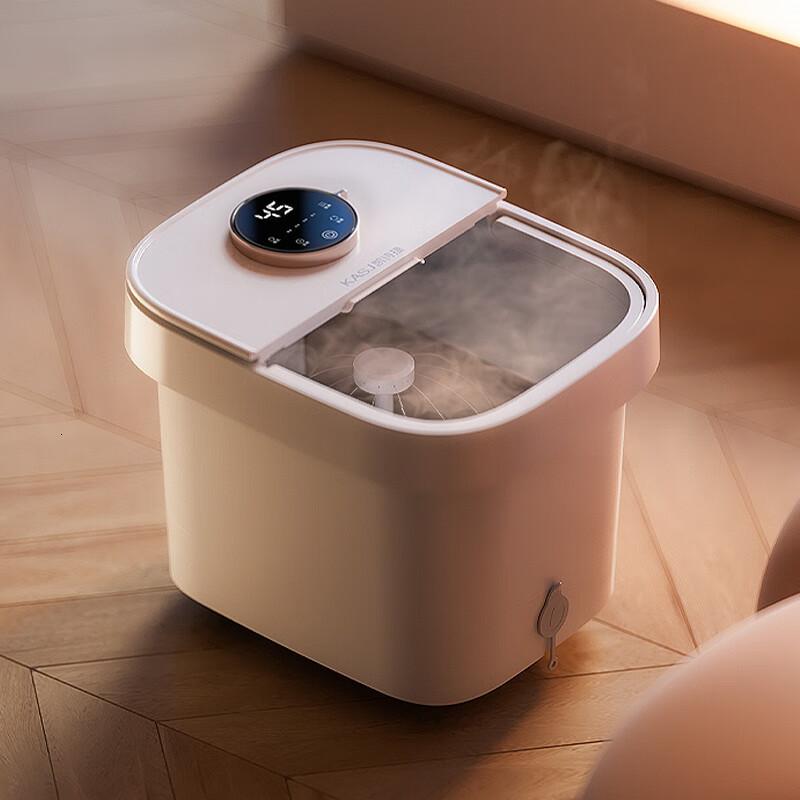 凯诗捷(KASJ)足浴盆自动按摩泡脚桶泡脚盆加热洗脚盆足疗盆送爸妈[T6旗舰款明月白]可拆卸按摩盘高清大图