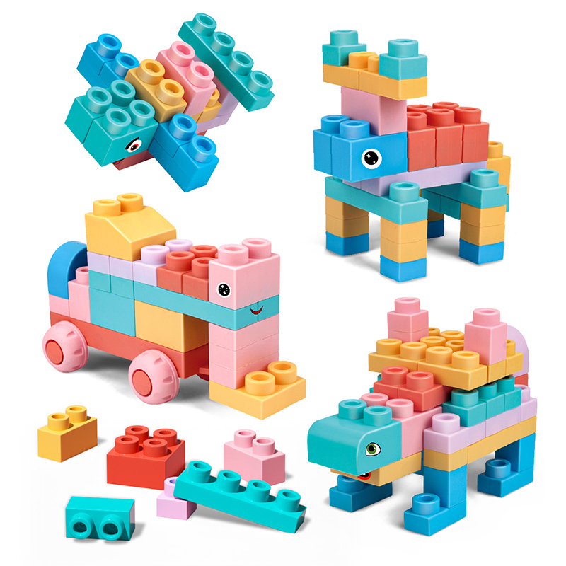 纽奇(nukied) 儿童积木玩具软胶大颗粒可啃咬水煮拼装拼插3-6岁男女孩