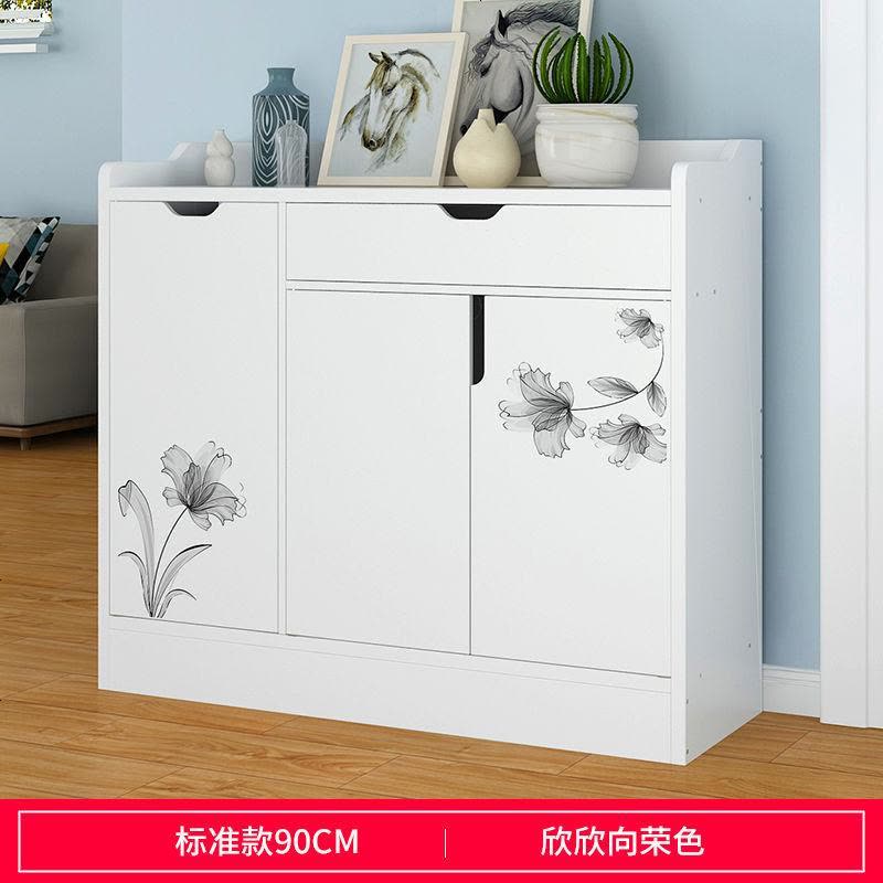 仿实木鞋柜阳台柜子鞋架柜简易家用口多层木质鞋柜子客厅储物柜 升级款欣欣向荣90cm图片