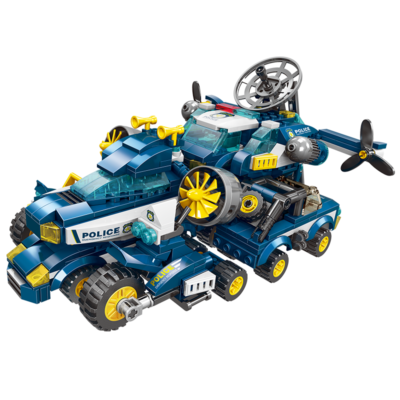 方橙积木fc3806百变合体系列天启铠甲警车启蒙益智拼装玩具6-14岁男孩