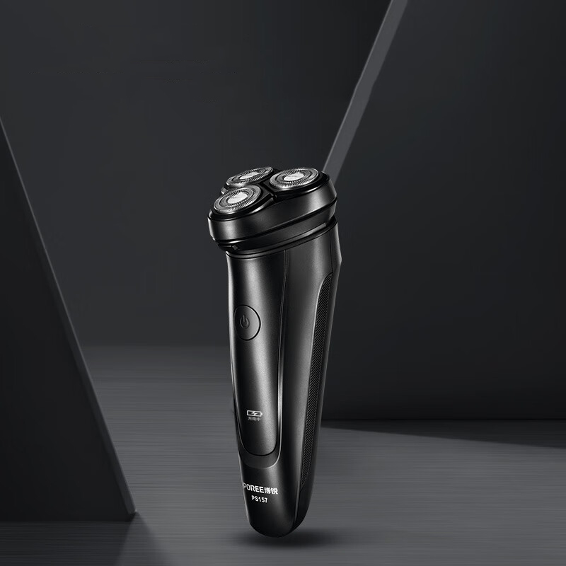 博锐(POREE) 电动剃须刀男士刮胡刀充电式三刀头[磨砂黑]水洗浮动刀头 PS157 / 台高清大图