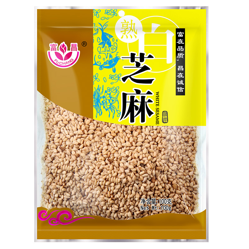 富昌炒熟白芝麻粒100g 五谷杂粮 无杂质 香醇饱满 免洗干吃