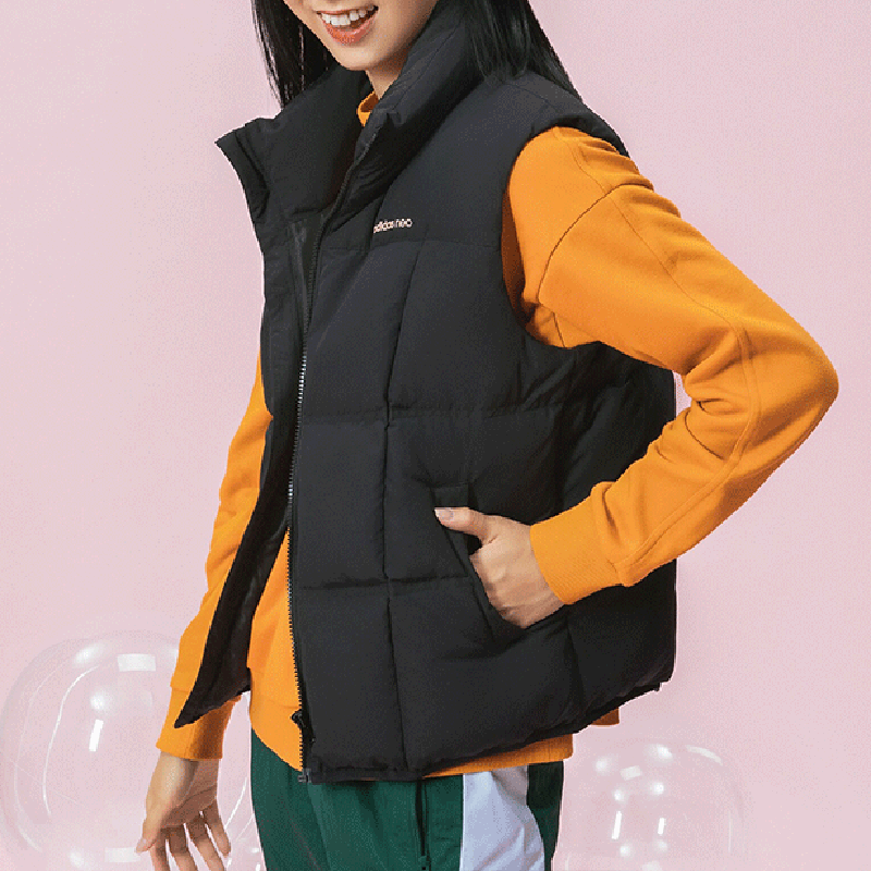 阿迪达斯NEO羽绒马甲女装 秋冬季新款户外健身运动服保暖舒适休闲背心外套