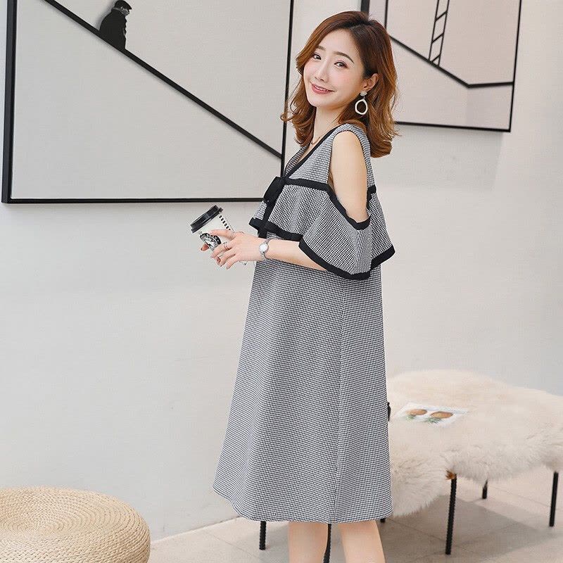 迪鲁奥(DILUAO)孕妇装2021夏装新款辣妈宽松大码上衣夏时尚孕妇装夏天裙子 黑色图片