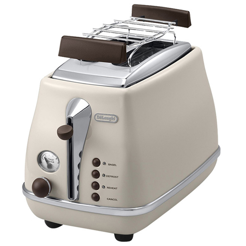 德龙(DeLonghi) CTOV2103家用吐司机 烘烤 加热 解冻 取消按键 2片式多士炉 早餐机 奶白