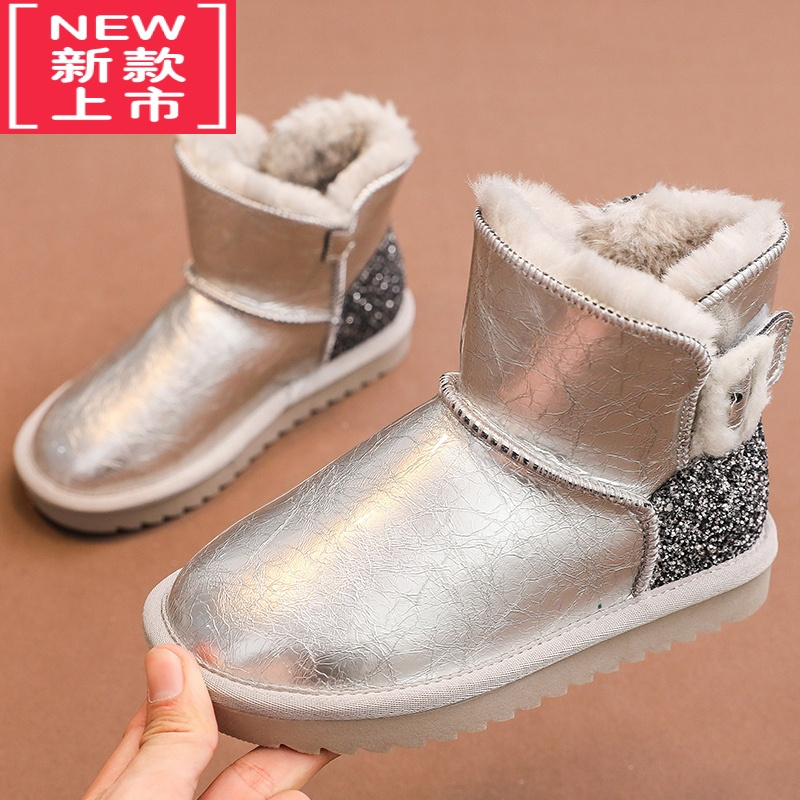 可莉允女童雪地靴2022年冬季一体新款棉靴加绒保暖中大童儿童雪地棉