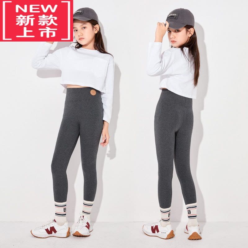可莉允女童加绒打底裤秋冬外穿儿童高腰裤子白色大童女孩保暖裤一体绒款图片