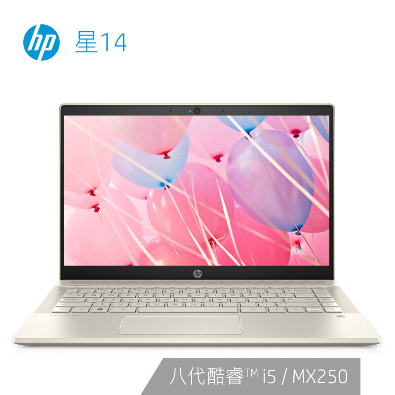 惠普(hp)星系列 星14-ce2015TX 轻薄本14.0英寸笔记本电脑(i5-8265U 8G 1TB+128GB 独显 流光金)