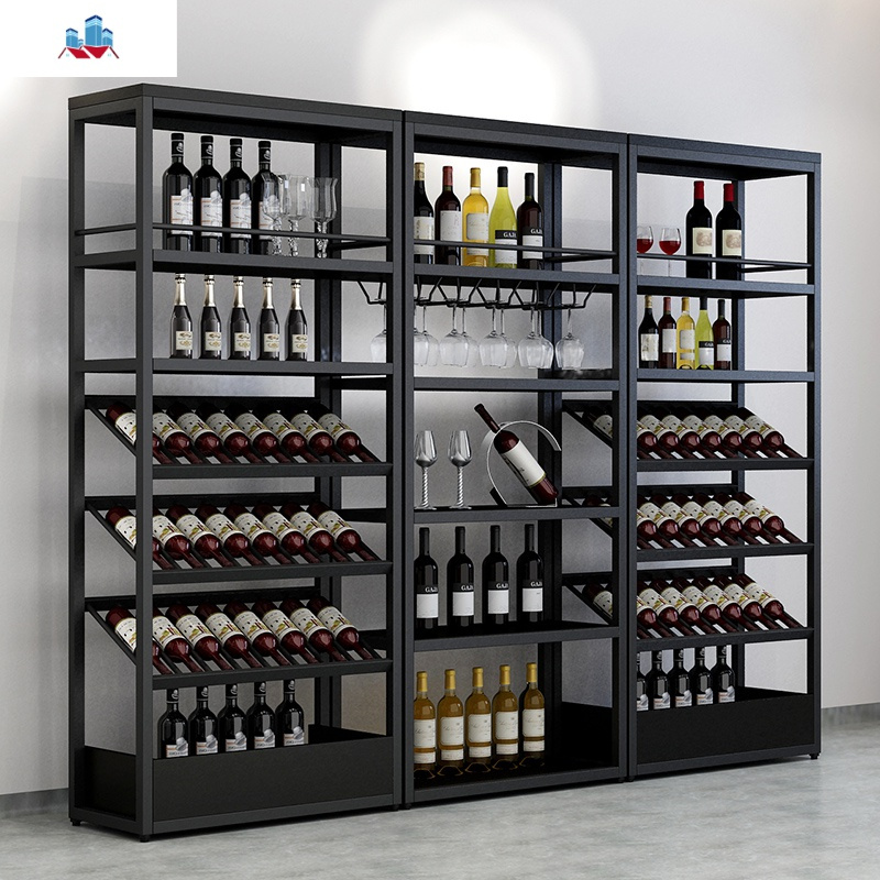 红酒柜子家用酒架酒吧落地酒柜葡萄酒红酒收纳展示架置物架酒杯架 泰