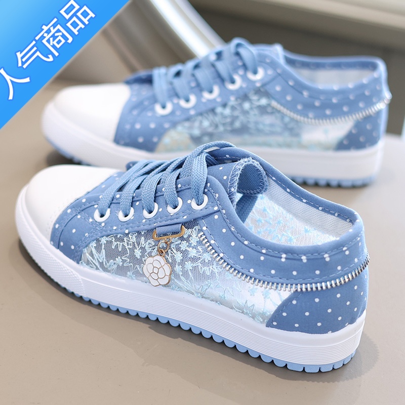 SUNTEK2022新款镂空初中学生帆布鞋女透气网面运动鞋百搭软底休闲板鞋2高清大图