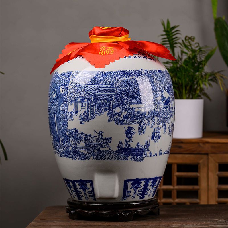 酒坛子陶瓷酒壶青花瓷泡杨梅酒瓶酒坛空罐密封家用窖藏10斤50斤装