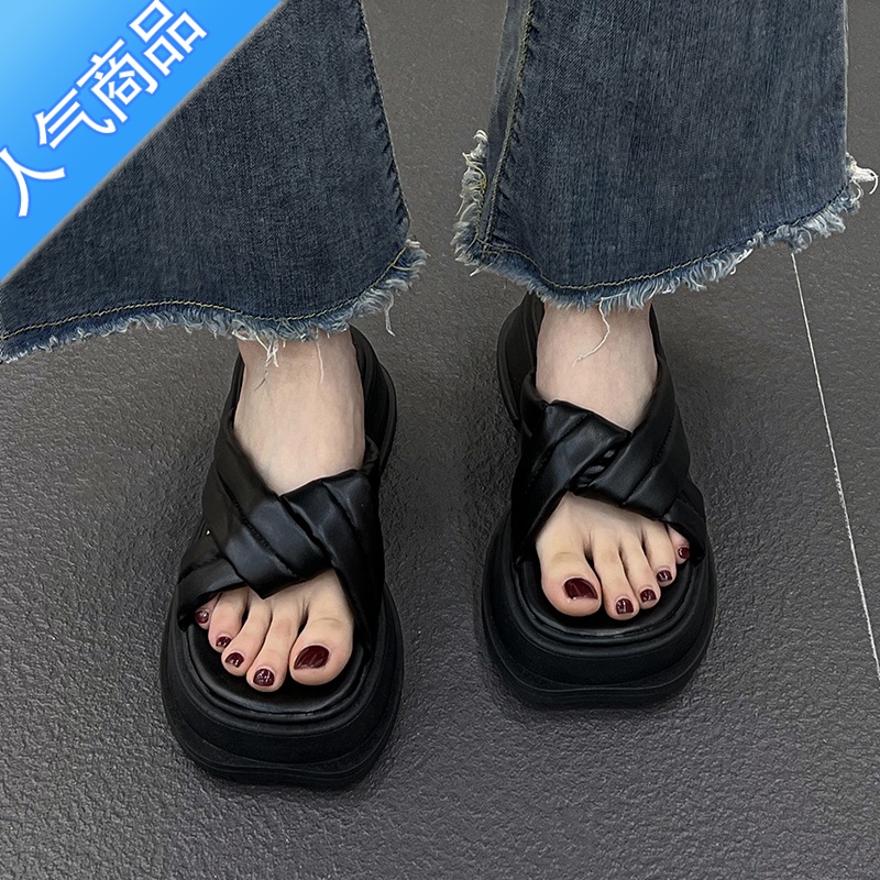 SUNTEK2023年新款夏季凉拖鞋女外穿网红厚底增高粗跟时尚2新年U高清大图