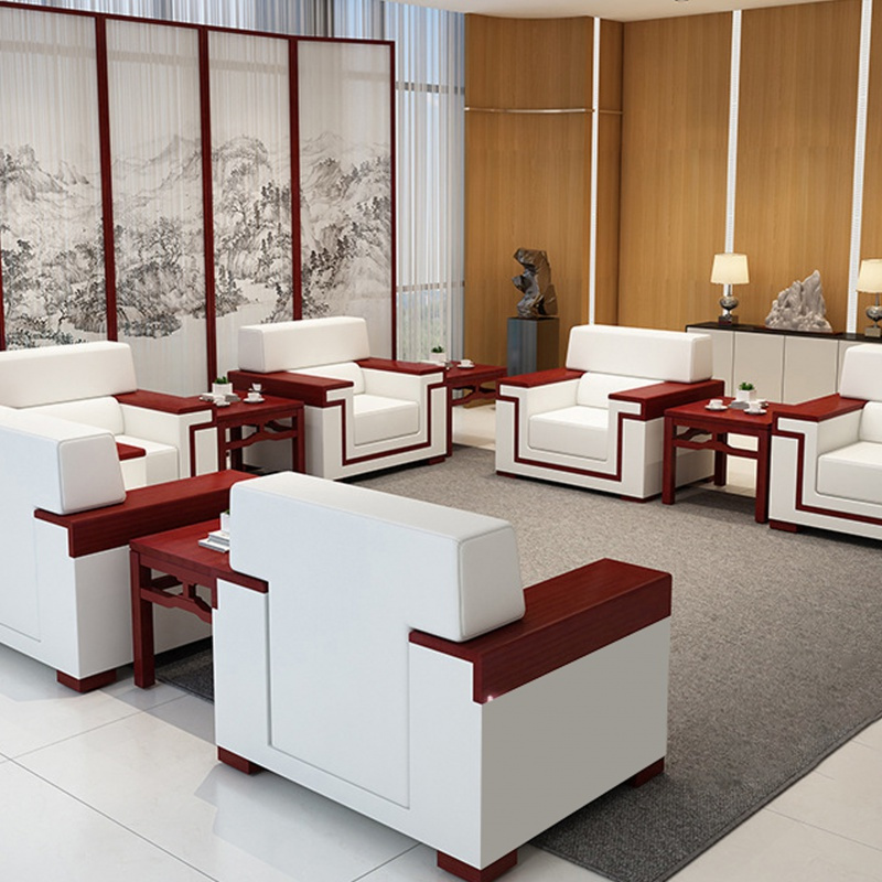 寻木匠贵宾接待沙发商务办公洽谈会议单人位布艺会客区简约现代茶几