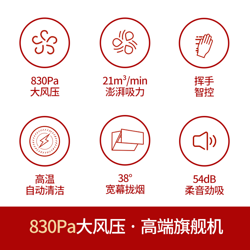 德意(DE&E)A5系列 21立方挥手智控830Pa强排大吸力侧吸烟机自动清洗家用厨房抽油烟机CXW-258-858A