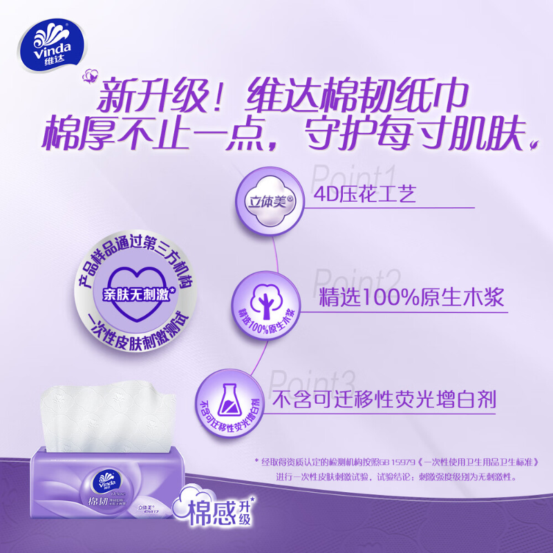维达 VINDA V2834 棉韧抽纸 3层S码90抽24包/箱高清大图